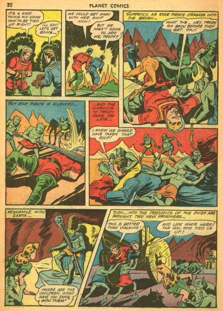 Planet Comics #25 (Fiction House), page 24. Public domain (US).