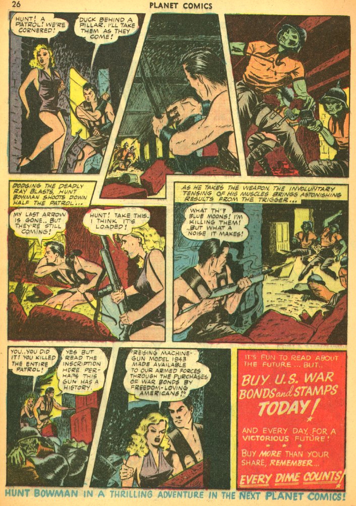 Planet Comics #25 (Fiction House), page 28. Public domain (US).