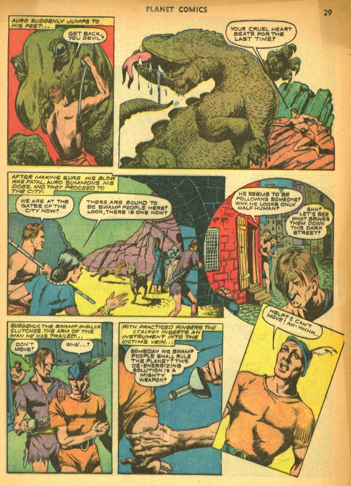 Planet Comics #25 (Fiction House), page 31. Public domain (US).