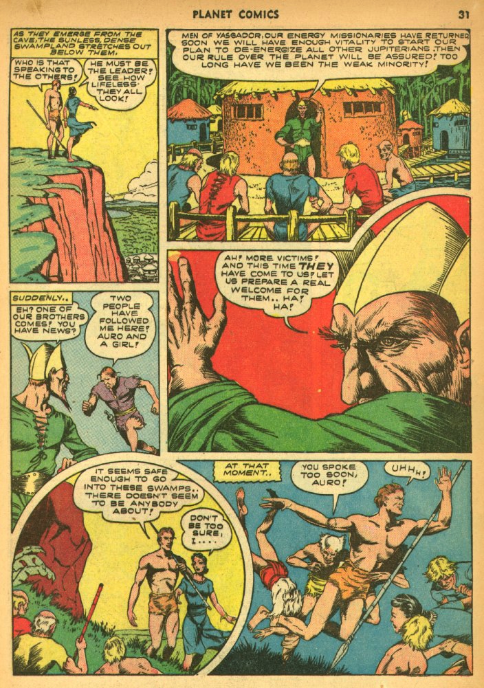 Planet Comics #25 (Fiction House), page 33. Public domain (US).