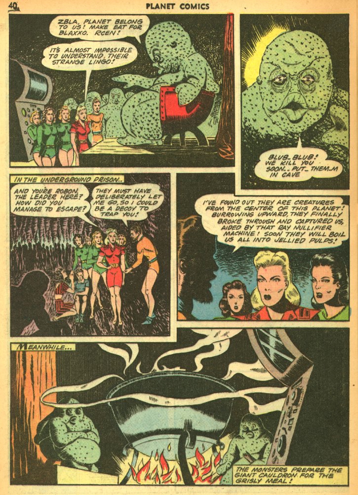 Planet Comics #25 (Fiction House), page 42. Public domain (US).