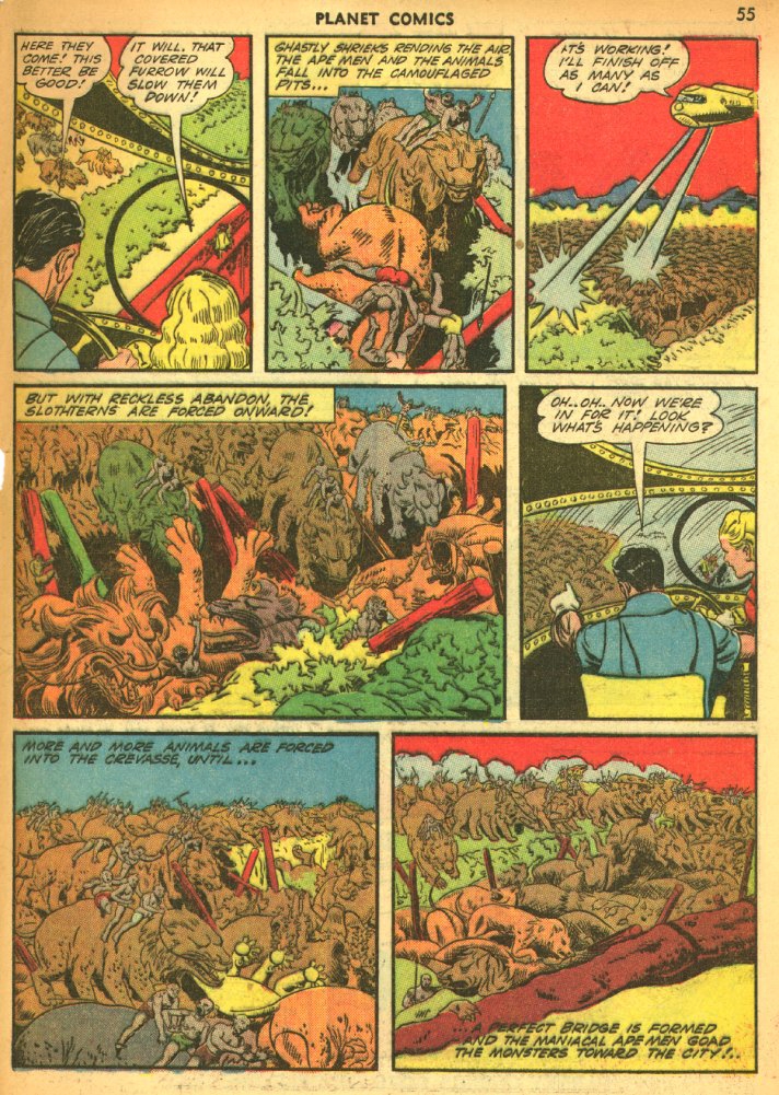 Planet Comics #25 (Fiction House), page 57. Public domain (US).