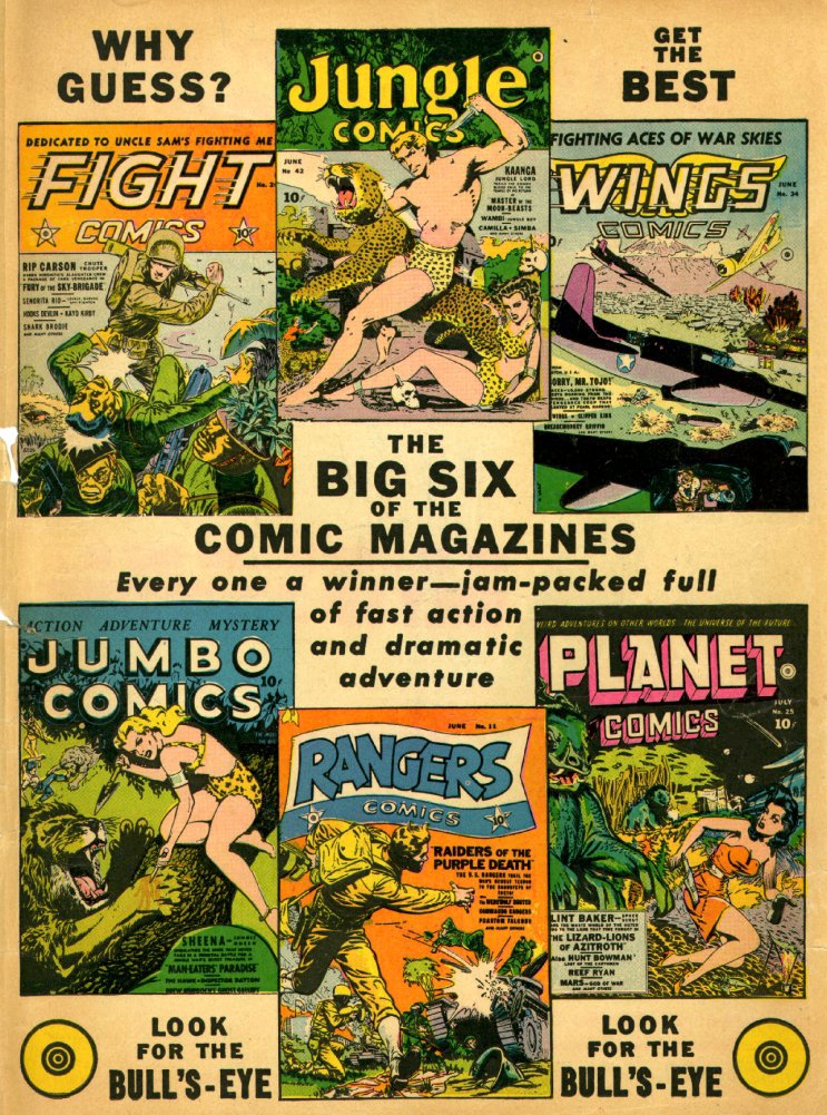 Planet Comics #25 (Fiction House), page 59. Public domain (US).