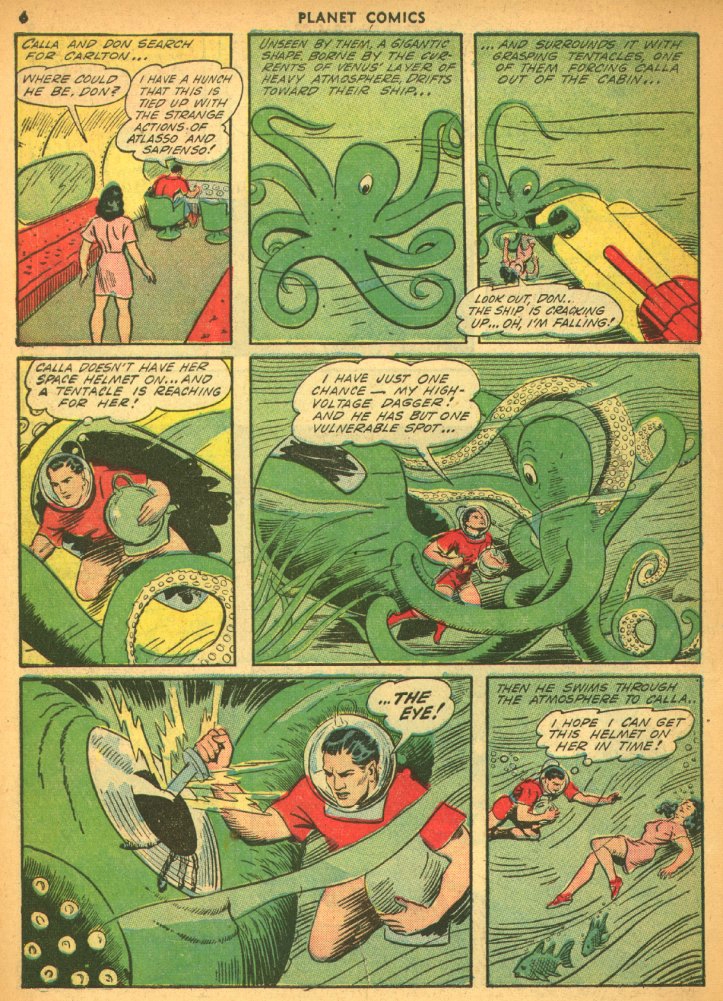 Planet Comics #25 (Fiction House), page 8. Public domain (US).