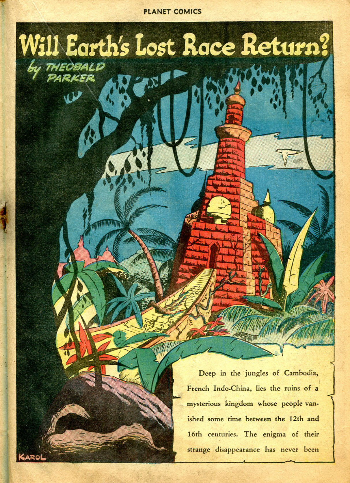 Planet Comics #26 (Fiction House), page 36. Public domain (US).