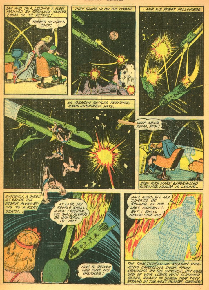 Planet Comics #27 (Fiction House), page 20. Public domain (US).