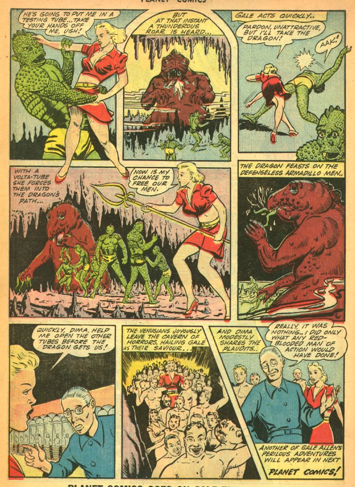Planet Comics #27 (Fiction House), page 26. Public domain (US).