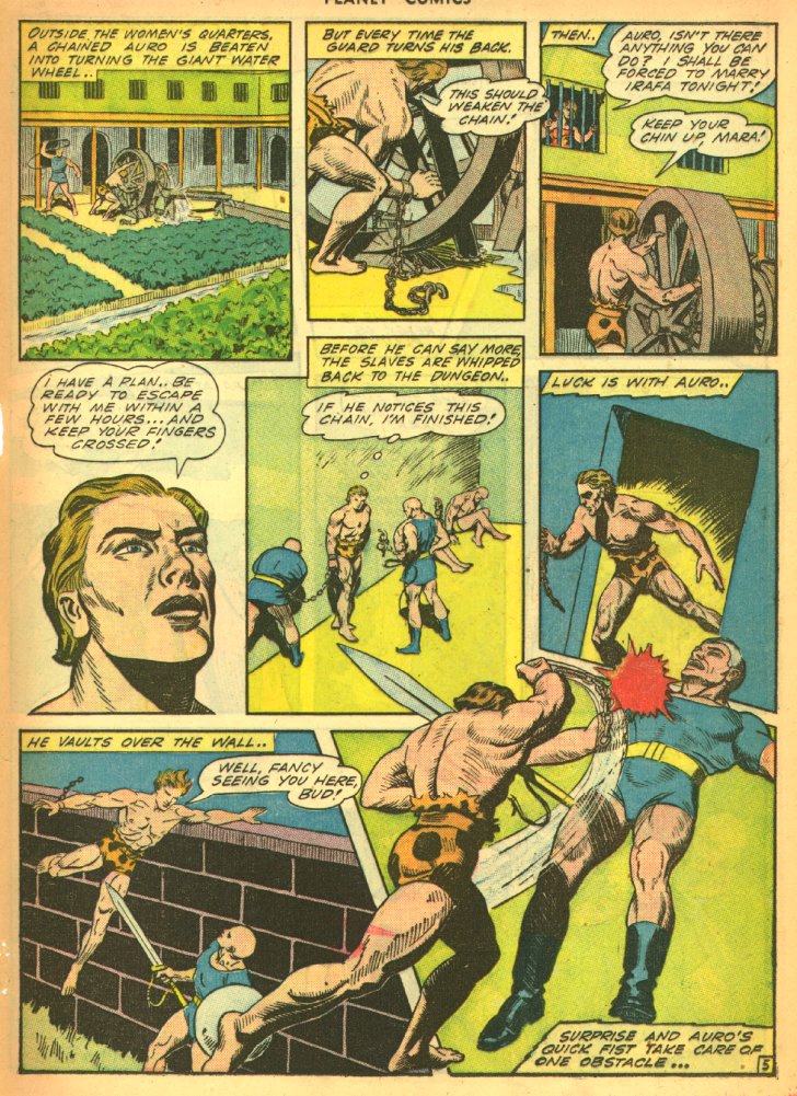 Planet Comics #27 (Fiction House), page 43. Public domain (US).