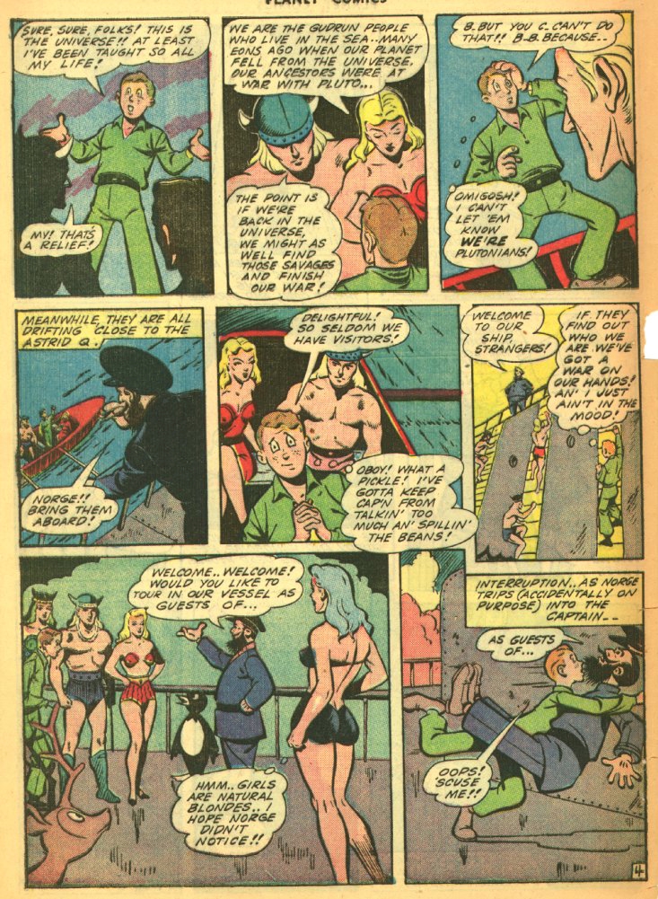 Planet Comics #27 (Fiction House), page 48. Public domain (US).