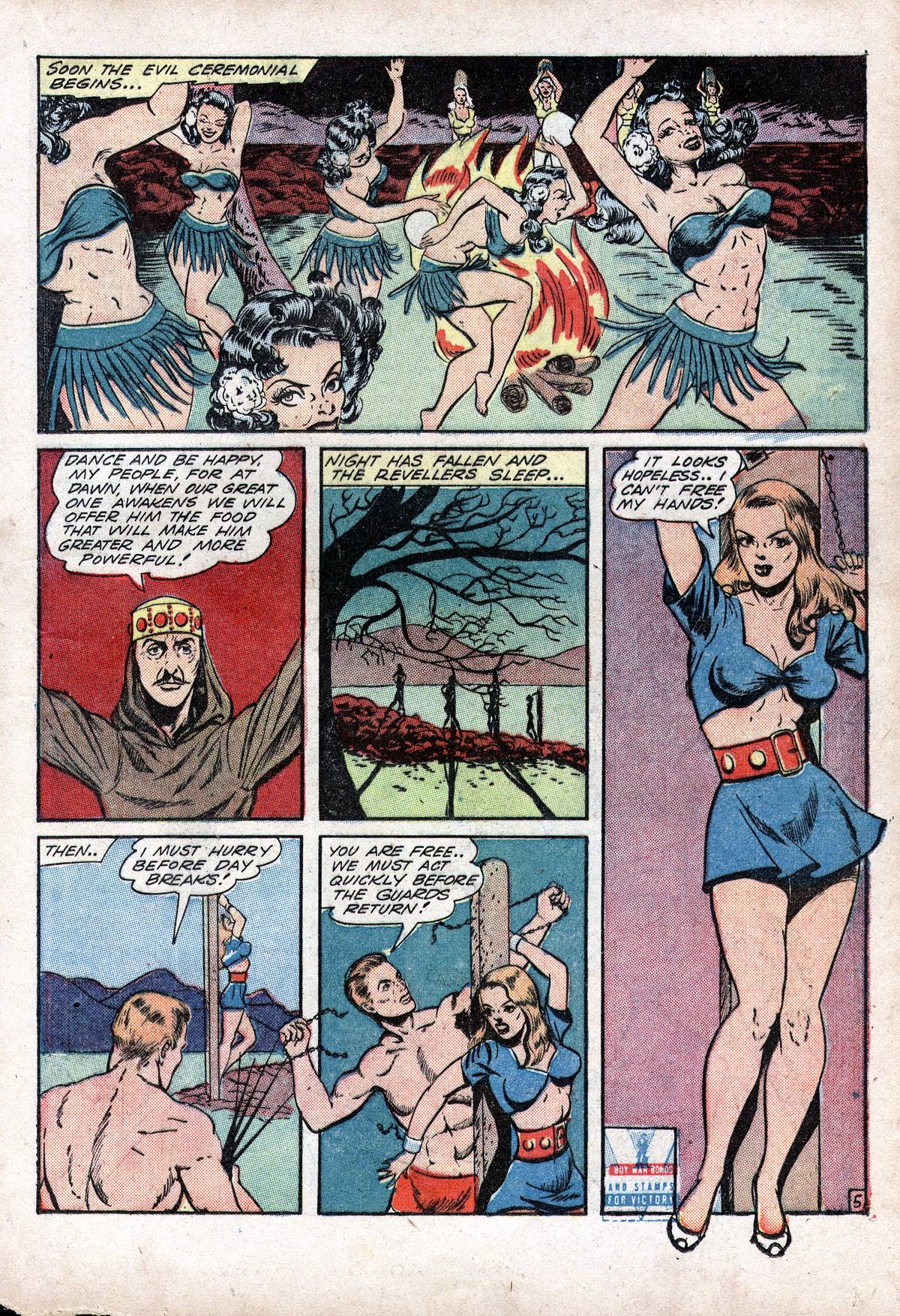 Planet Comics #28 (Fiction House), page 25. Public domain (US).
