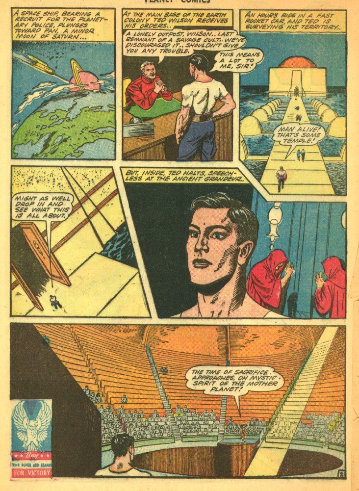 Planet Comics #29 (Fiction House), page 14. Public domain (US).