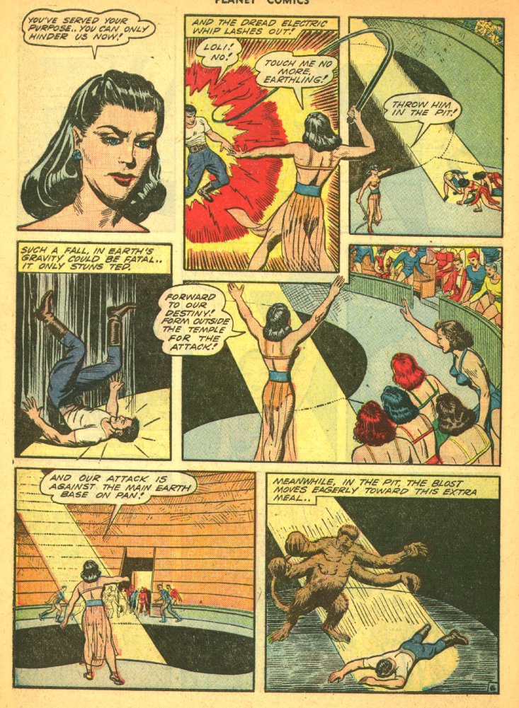 Planet Comics #29 (Fiction House), page 18. Public domain (US).