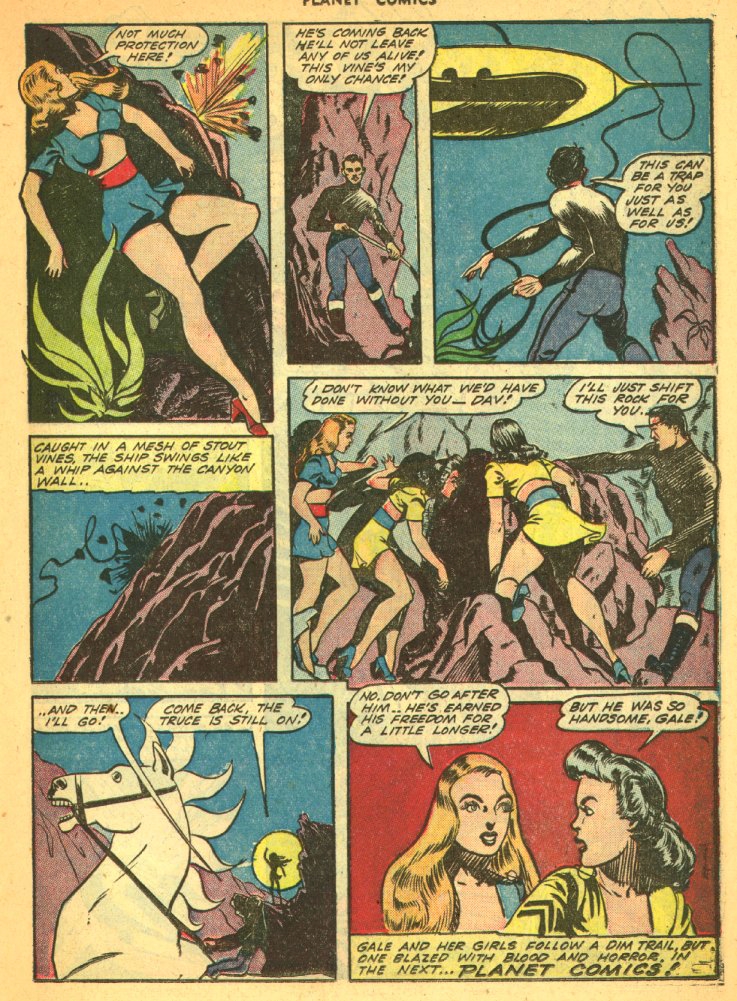 Planet Comics #29 (Fiction House), page 27. Public domain (US).