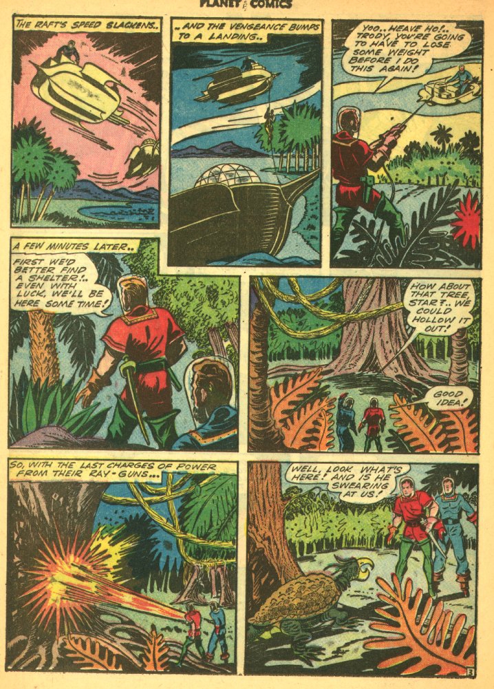 Planet Comics #29 (Fiction House), page 30. Public domain (US).