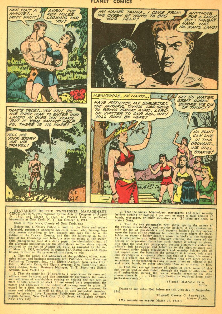 Planet Comics #29 (Fiction House), page 40. Public domain (US).