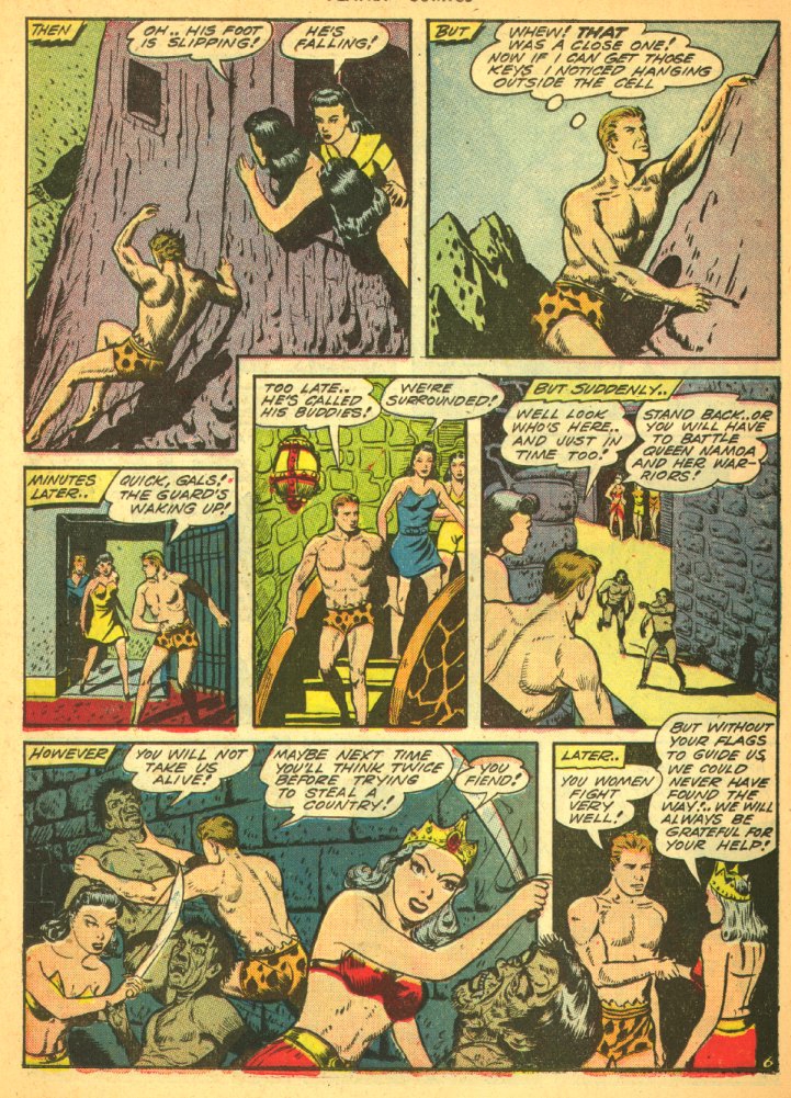 Planet Comics #29 (Fiction House), page 44. Public domain (US).