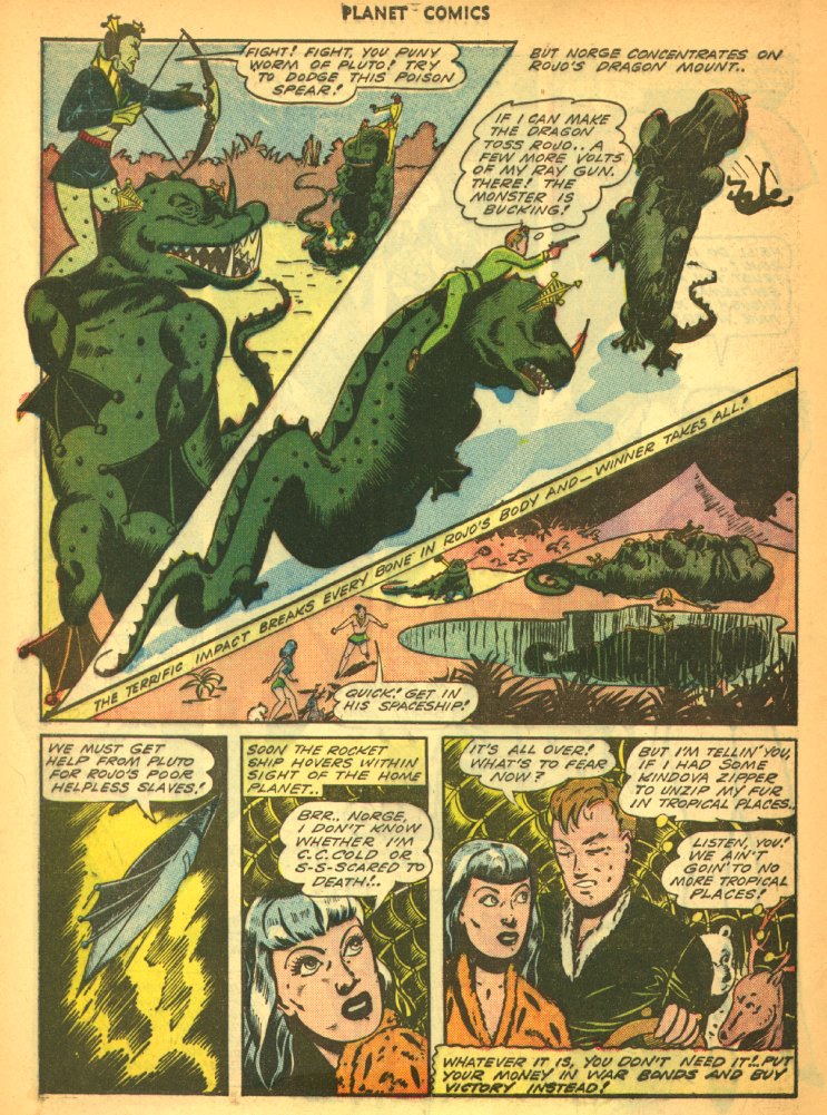 Planet Comics #29 (Fiction House), page 50. Public domain (US).