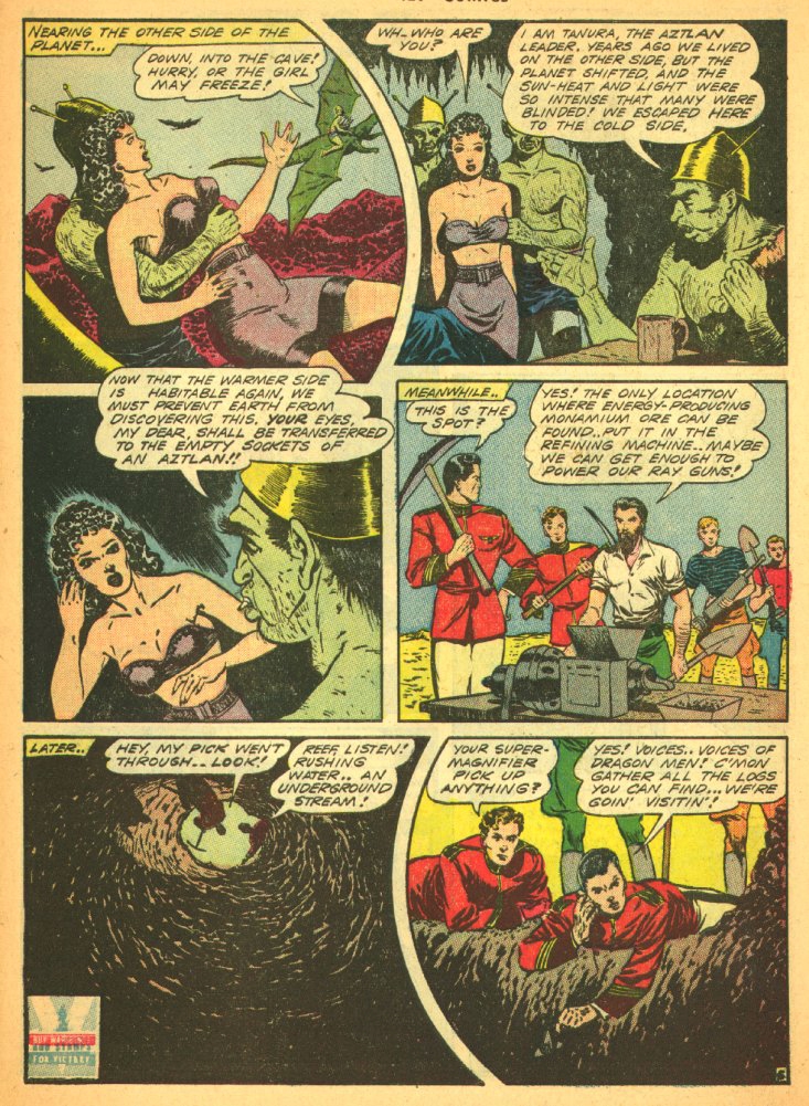 Planet Comics #29 (Fiction House), page 55. Public domain (US).
