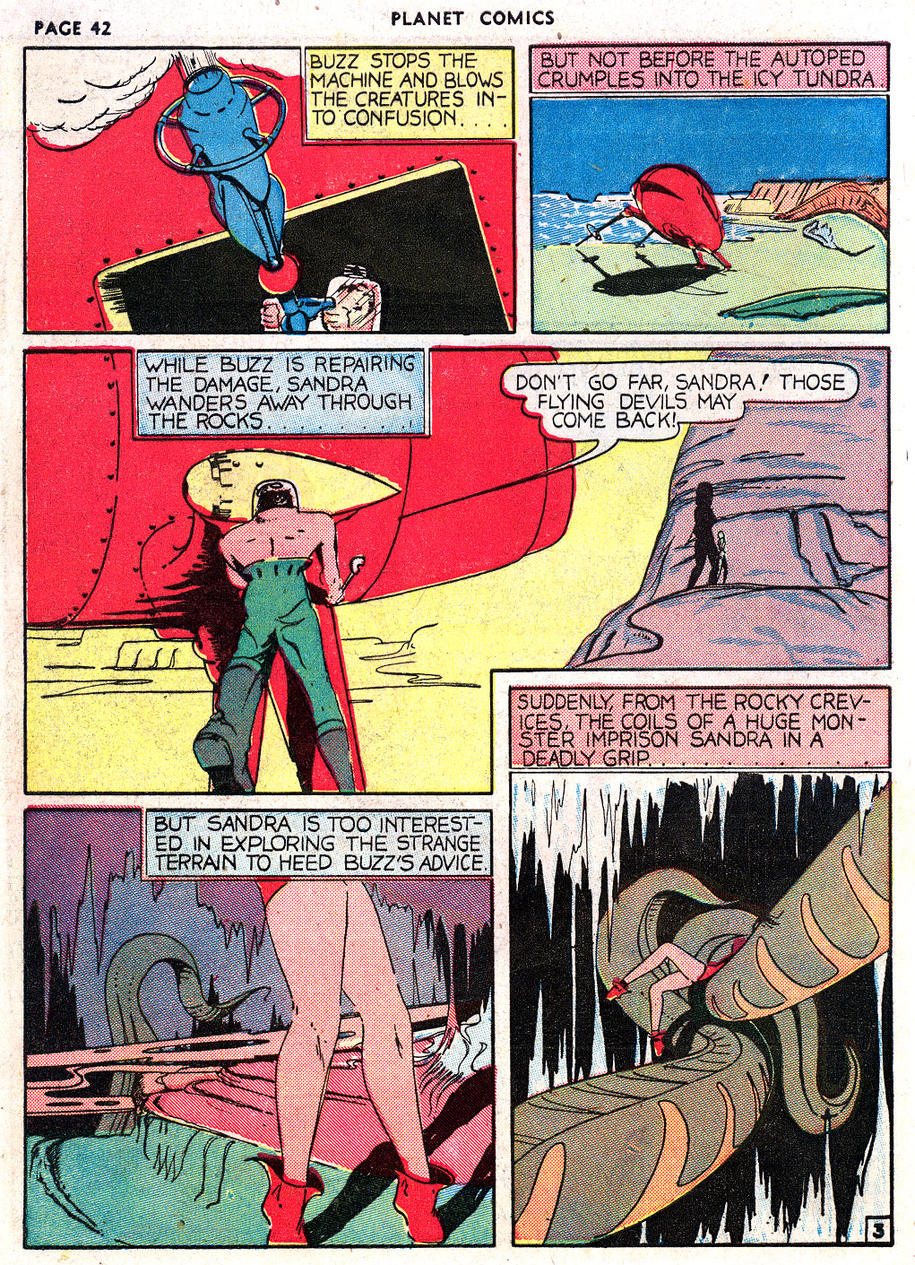 Planet Comics #3 (Fiction House), page 44. Public domain (US).