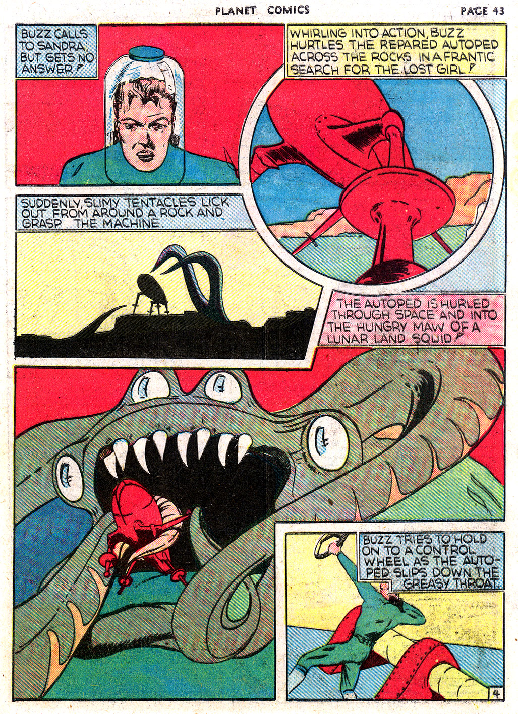 Planet Comics #3 (Fiction House), page 45. Public domain (US).