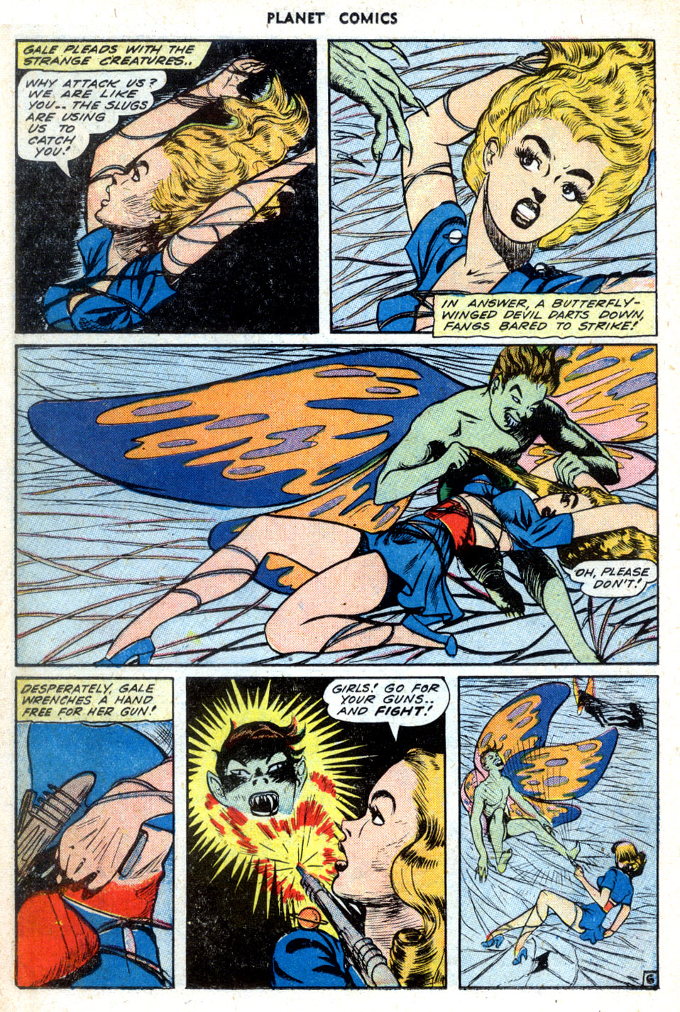 Planet Comics #30 (Fiction House), page 34. Public domain (US).