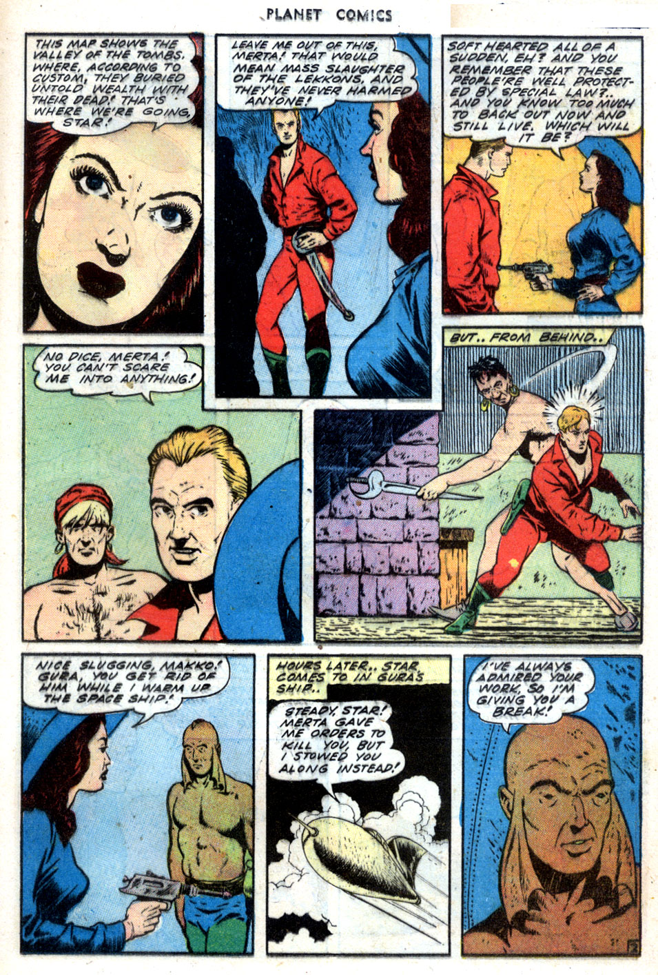 Planet Comics #30 (Fiction House), page 37. Public domain (US).