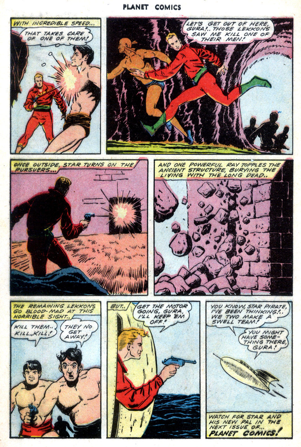 Planet Comics #30 (Fiction House), page 42. Public domain (US).