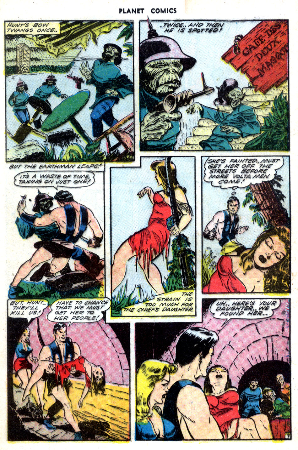 Planet Comics #30 (Fiction House), page 9. Public domain (US).