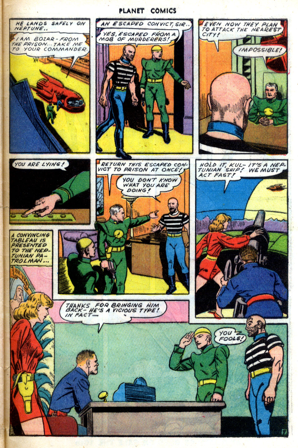 Planet Comics #31 (Fiction House), page 49. Public domain (US).