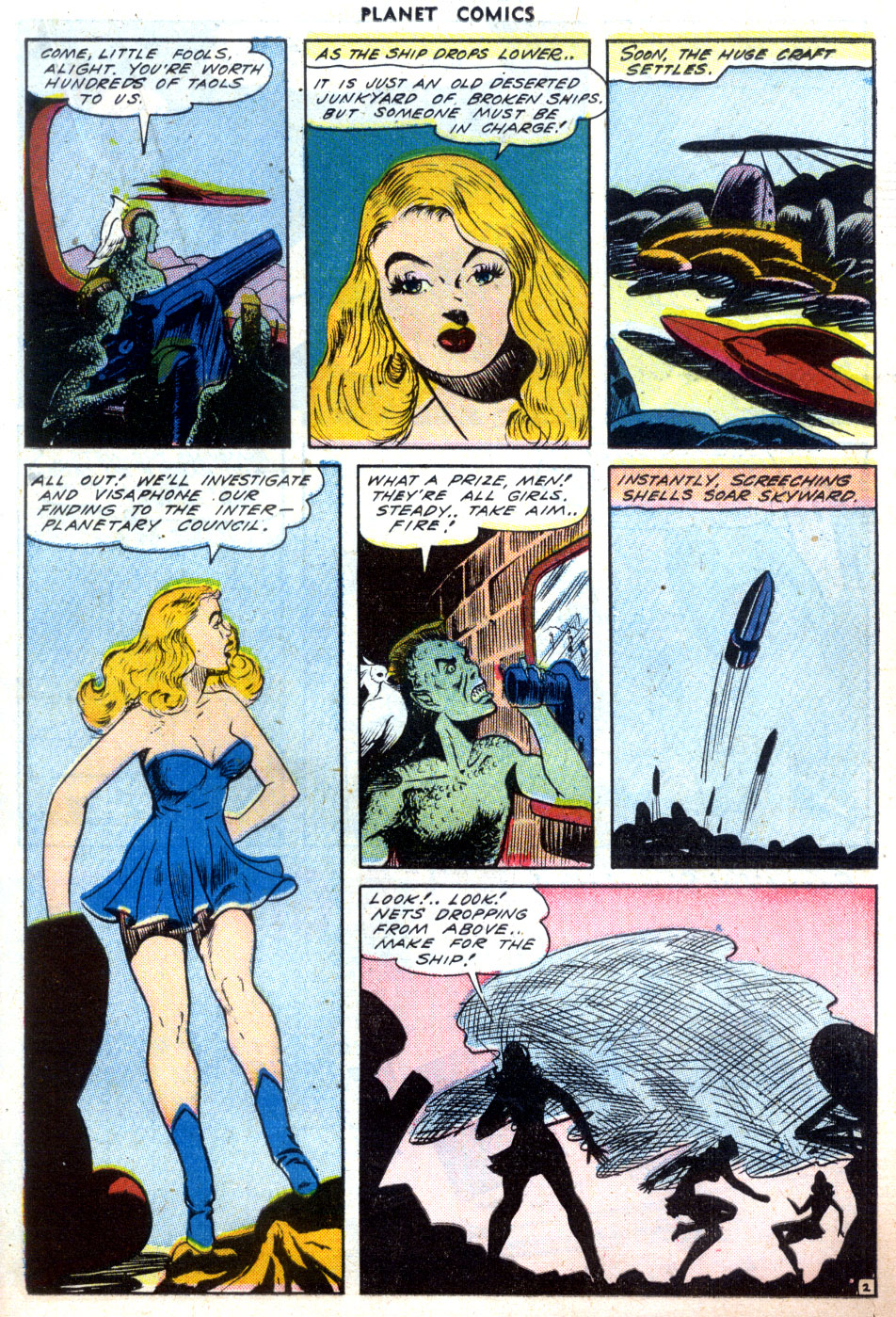 Planet Comics #32 (Fiction House), page 27. Public domain (US).