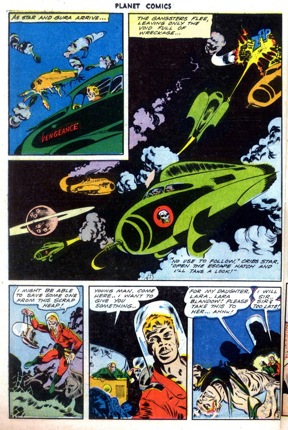 Planet Comics #32 (Fiction House), page 38. Public domain (US).
