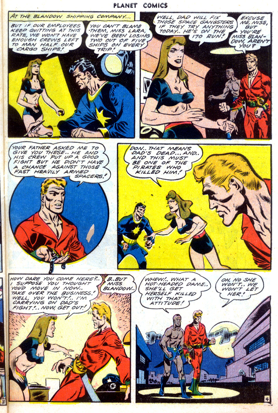 Planet Comics #32 (Fiction House), page 39. Public domain (US).