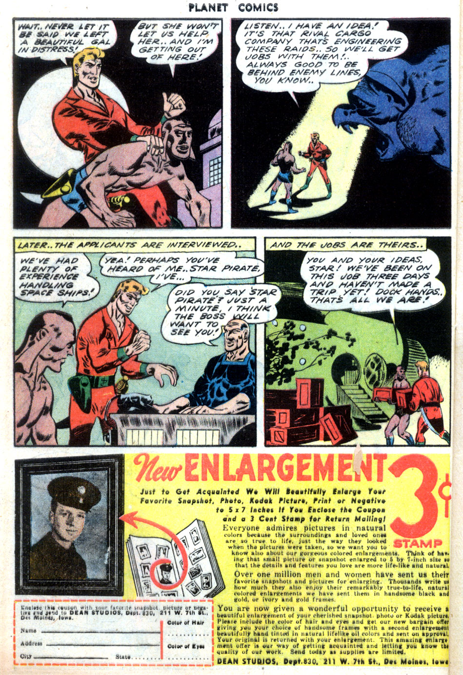 Planet Comics #32 (Fiction House), page 40. Public domain (US).