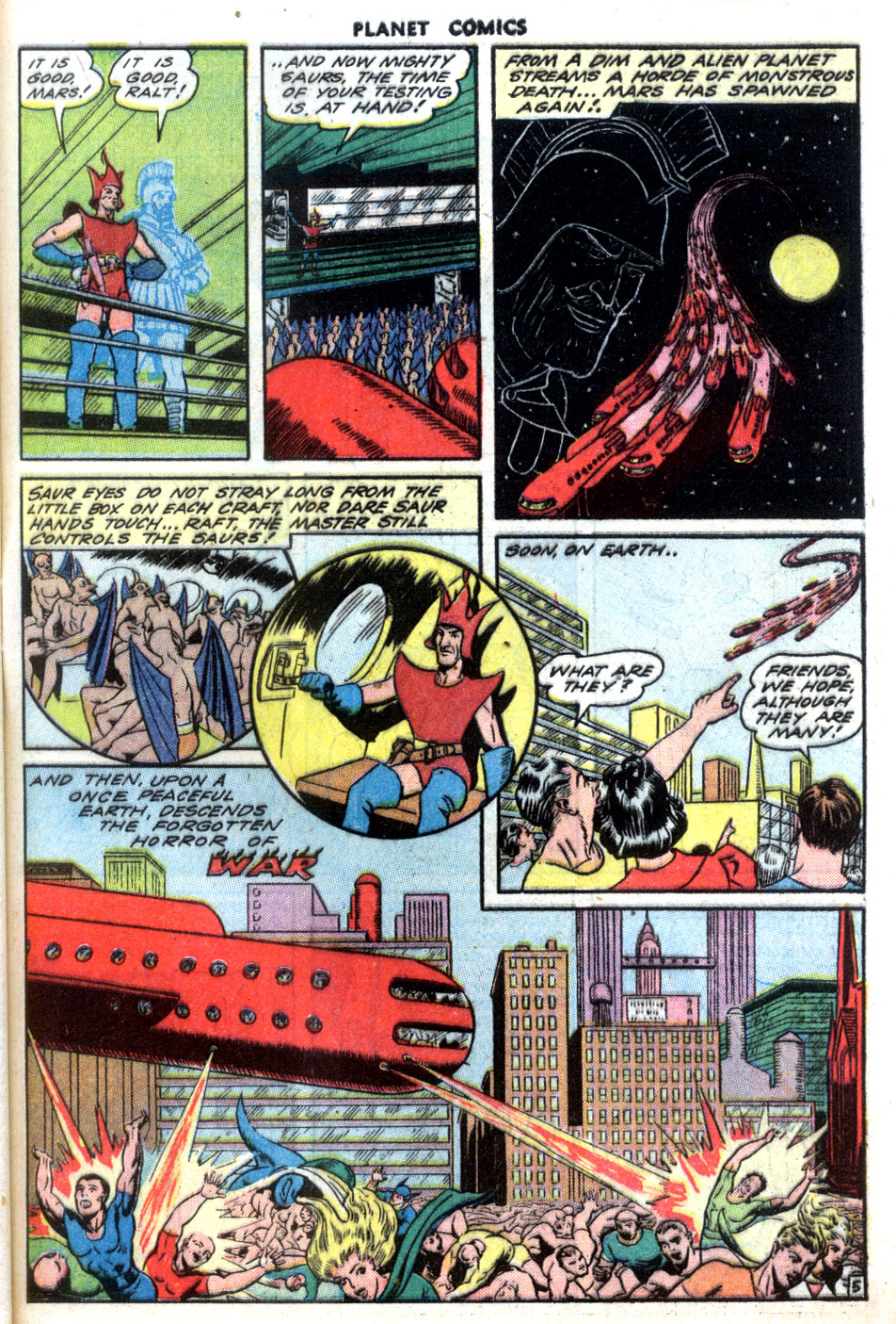 Planet Comics #32 (Fiction House), page 47. Public domain (US).