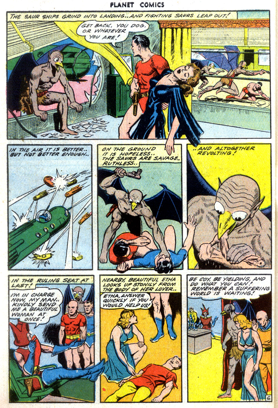 Planet Comics #32 (Fiction House), page 48. Public domain (US).