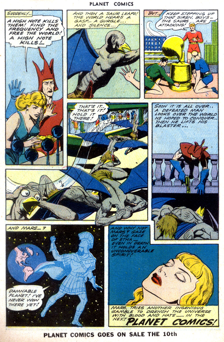 Planet Comics #32 (Fiction House), page 50. Public domain (US).