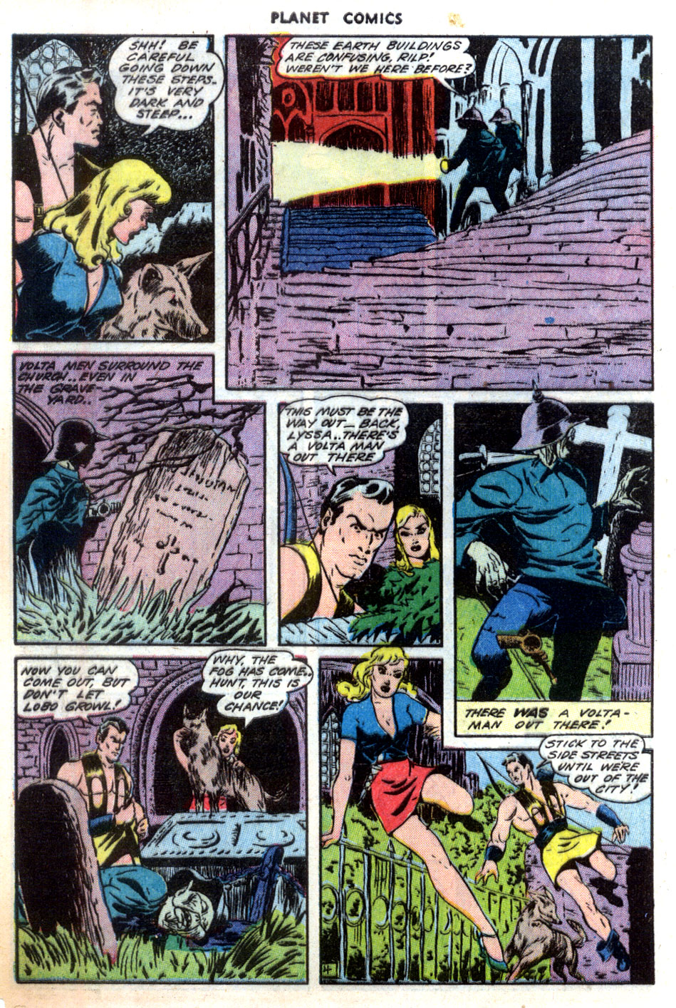Planet Comics #32 (Fiction House), page 6. Public domain (US).