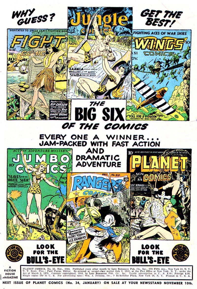 Planet Comics #33 (Fiction House), page 2. Public domain (US).