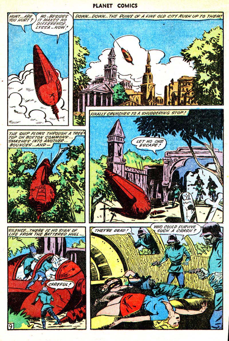 Planet Comics #33 (Fiction House), page 11. Public domain (US).