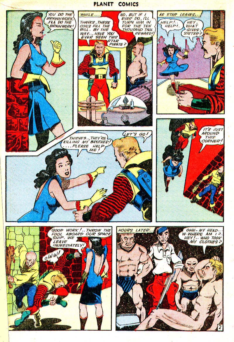 Planet Comics #33 (Fiction House), page 16. Public domain (US).