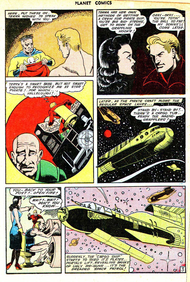 Planet Comics #33 (Fiction House), page 17. Public domain (US).