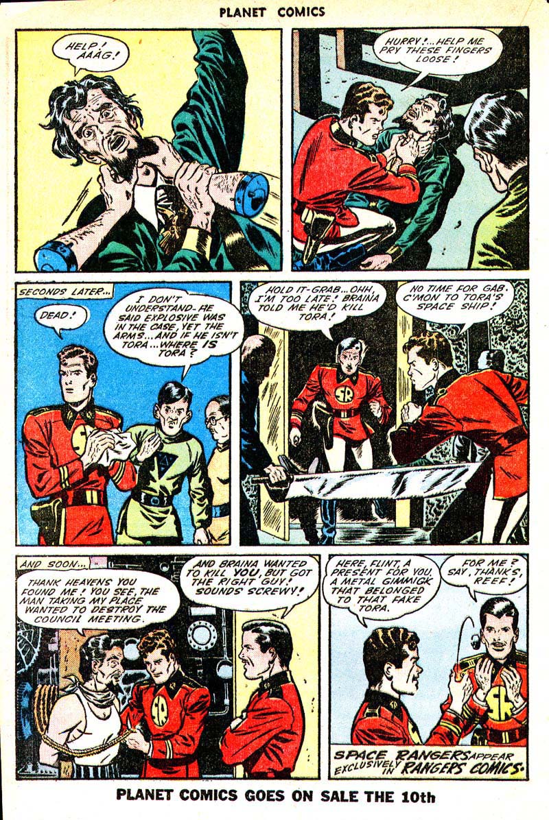 Planet Comics #33 (Fiction House), page 30. Public domain (US).