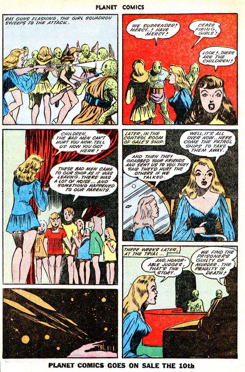 Planet Comics #33 (Fiction House), page 42. Public domain (US).