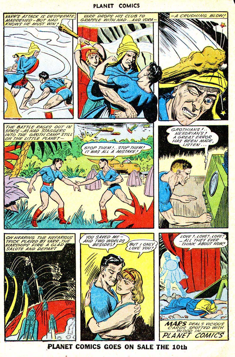 Planet Comics #33 (Fiction House), page 50. Public domain (US).