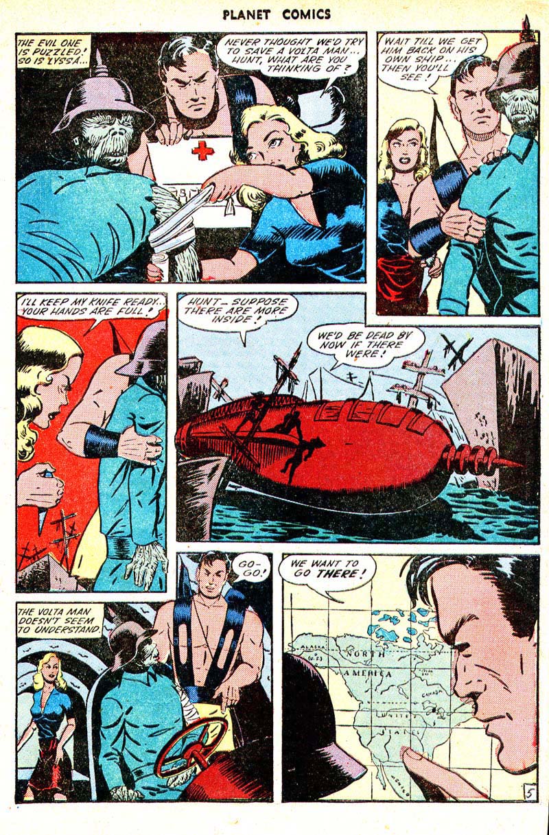 Planet Comics #33 (Fiction House), page 7. Public domain (US).