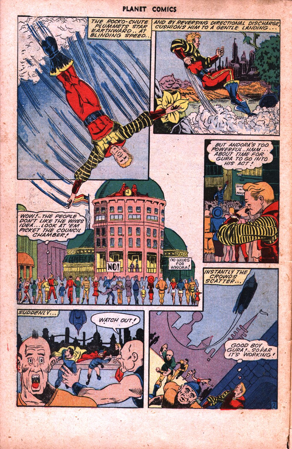 Planet Comics #34 (Fiction House), page 12. Public domain (US).