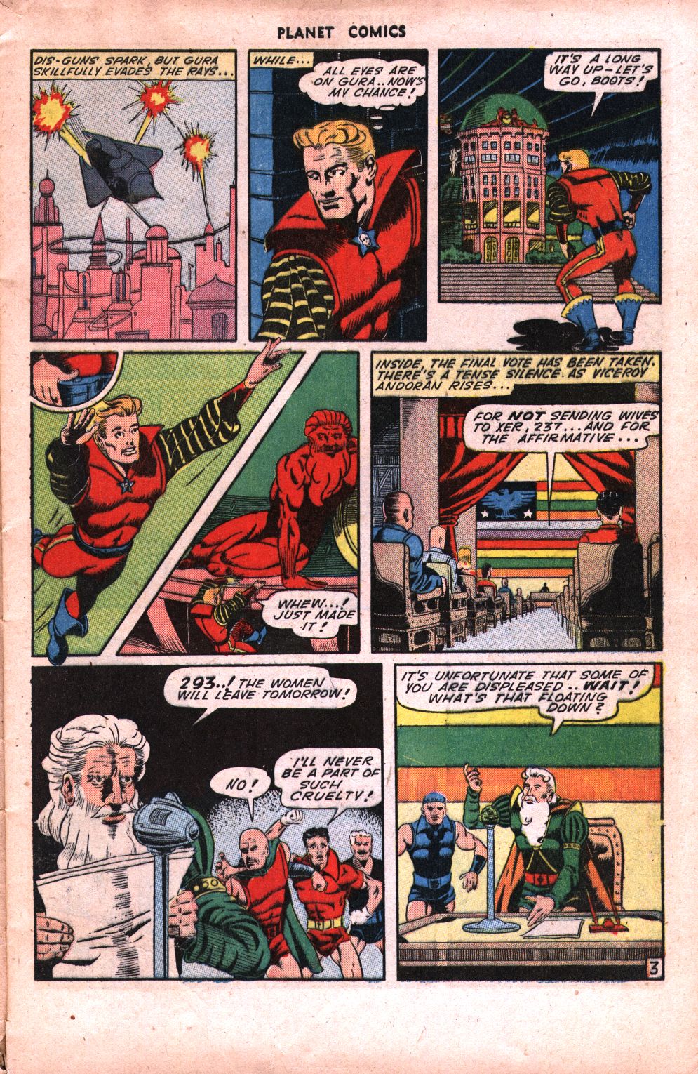 Planet Comics #34 (Fiction House), page 13. Public domain (US).