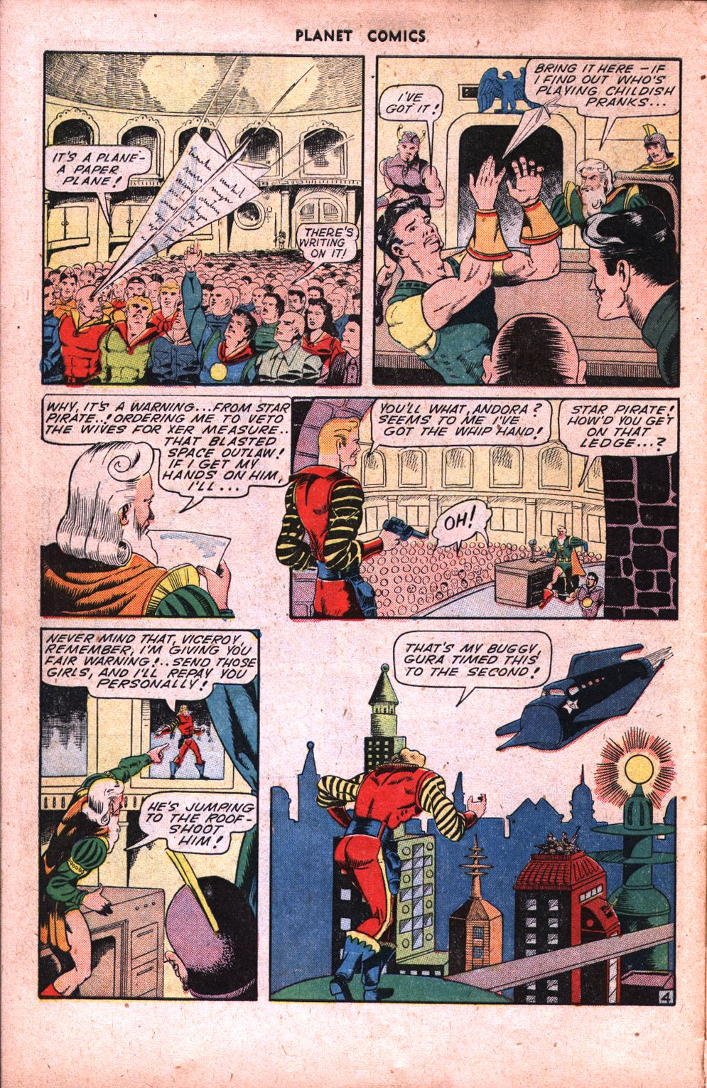 Planet Comics #34 (Fiction House), page 14. Public domain (US).