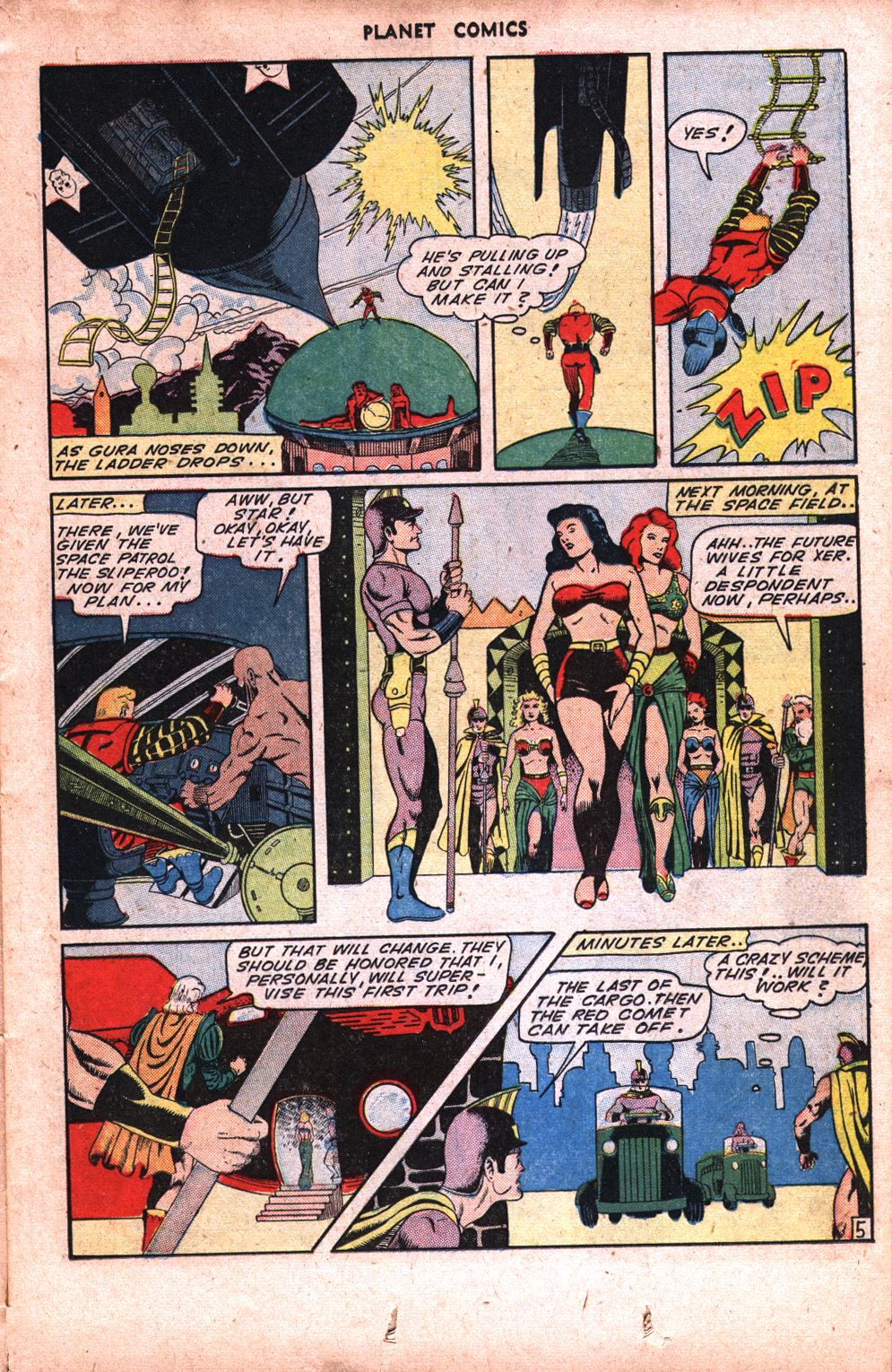 Planet Comics #34 (Fiction House), page 15. Public domain (US).