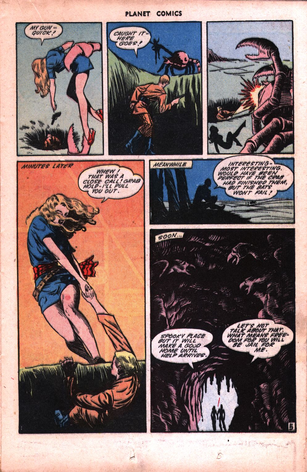 Planet Comics #34 (Fiction House), page 23. Public domain (US).